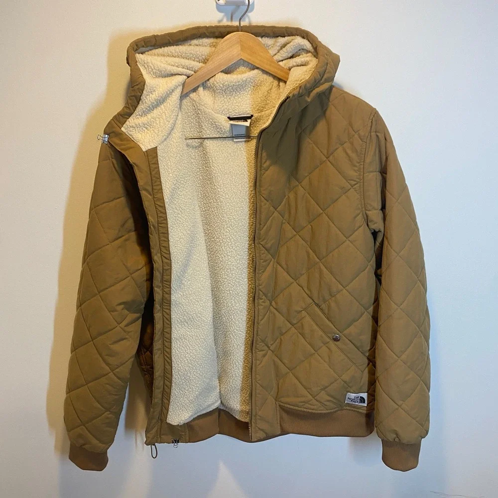 The North Face Cuchillo Sherpa Insulated Full-Zip Hoodie Mens L Brown Excellent